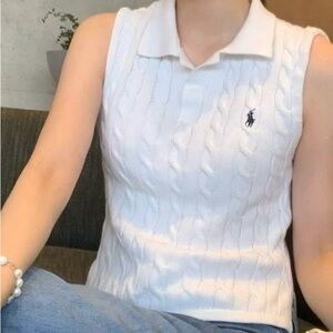 Polo by Ralph Lauren White Cable Knit Tank Top